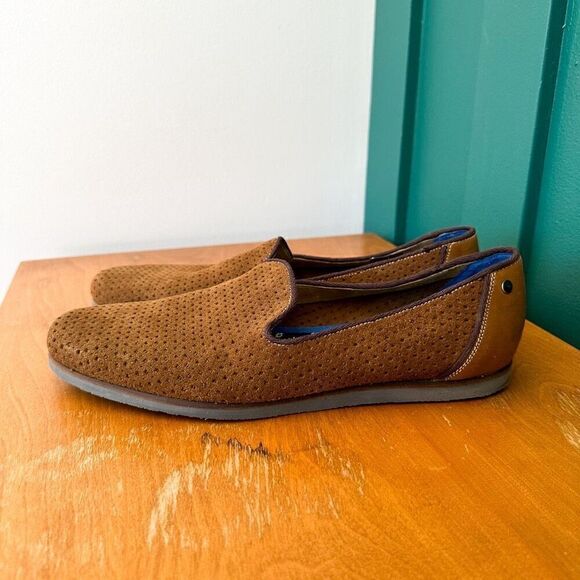Ted Baker Men’s Oshua Perforated Suede Cognac Brown Leather Slip on Loafers - Picture 10 of 10